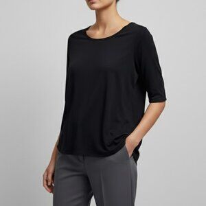 Eileen Fisher Black Viscose Jersey Round Neck Tee Size X-Large NWOT